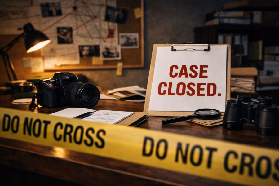 detektivski posao dokumentacija i case file na radnom stolu