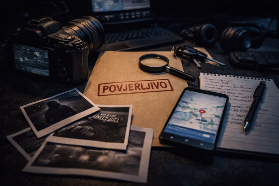 diskrecija u detektivskom nadzoru dokumentacija i bilješke na stolu